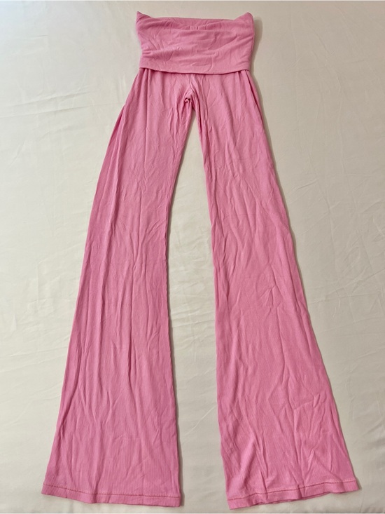 SKIMS Pants - SKIMS Soft Lounge Ribbed Foldover Flare Leggings Pants Pant Pink Cotton
